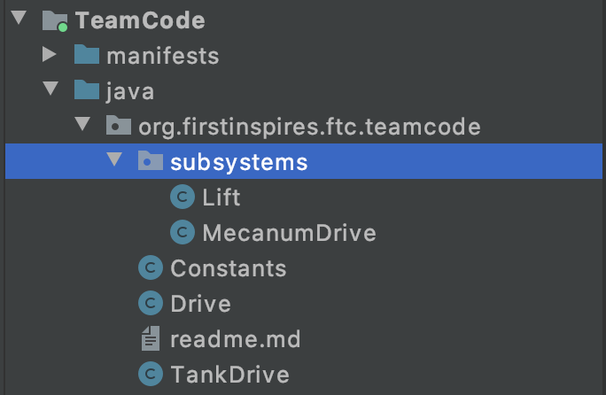 Our sample subsystem organization